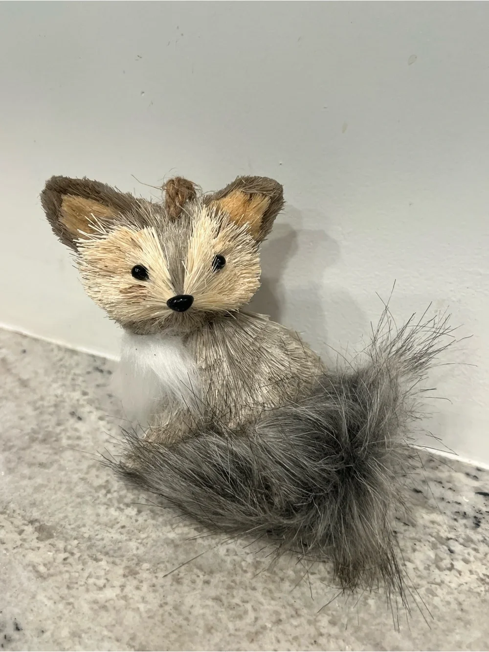 Large Plush Grey Fox ornament